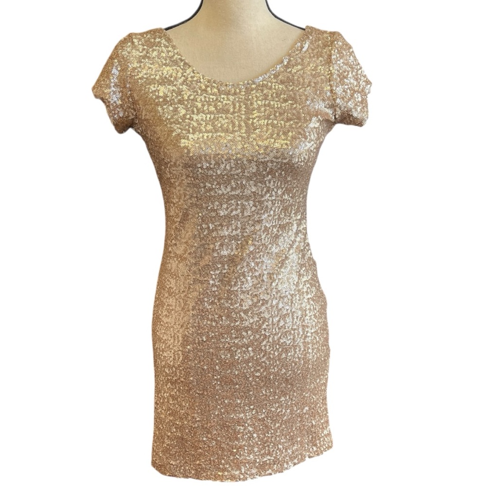 Backstage Gold Sequin Mini Dress Women's Small‎ Glam Event Evening Cocktail